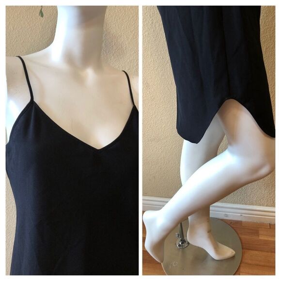Vince 100% Silk V Neck Black Cami Dress Sz Small - Picture 6 of 10